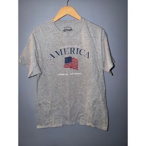 Buckhorn River‎ USA America Flag Graphic T Shirt Gray Short Sleeve Mens Large